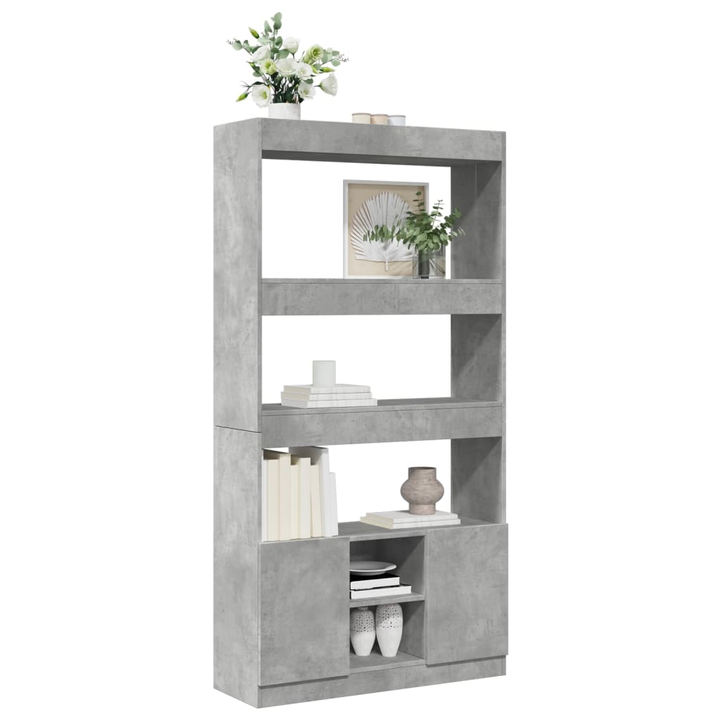 betonszürke szerelt fa magasszekrény 92 x 33 x 180 cm