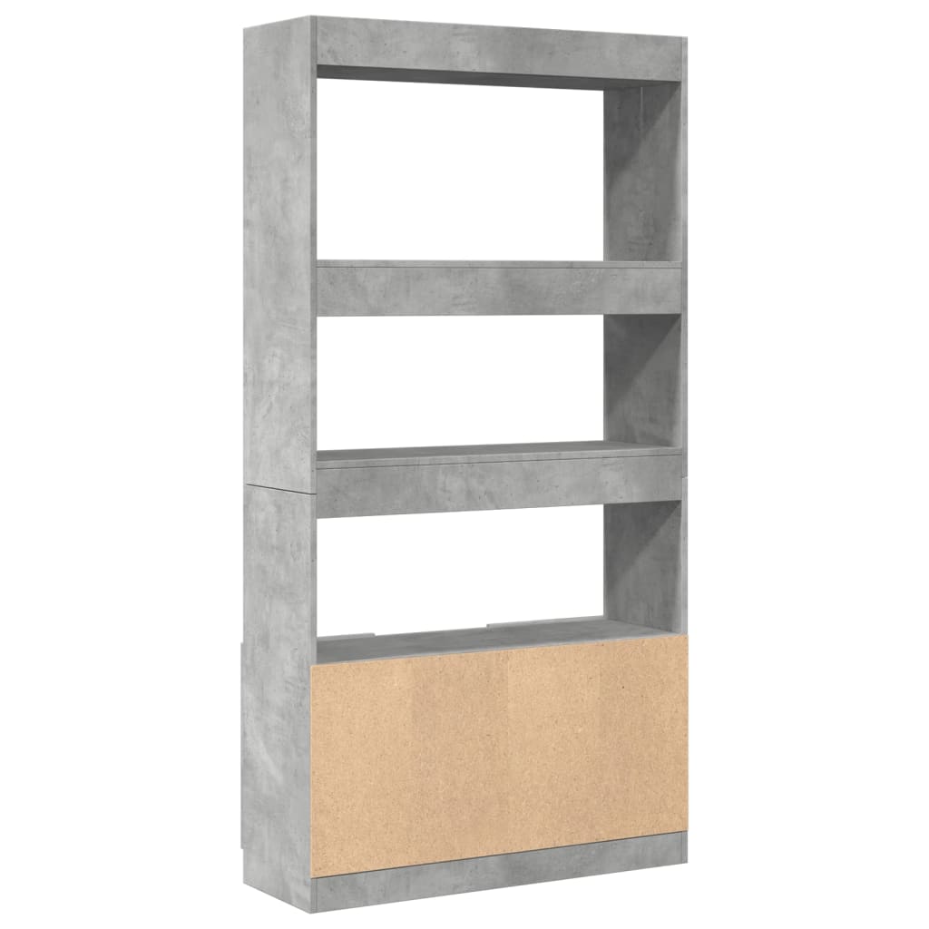 betonszürke szerelt fa magasszekrény 92 x 33 x 180 cm