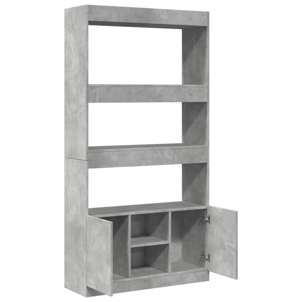 betonszürke szerelt fa magasszekrény 92 x 33 x 180 cm