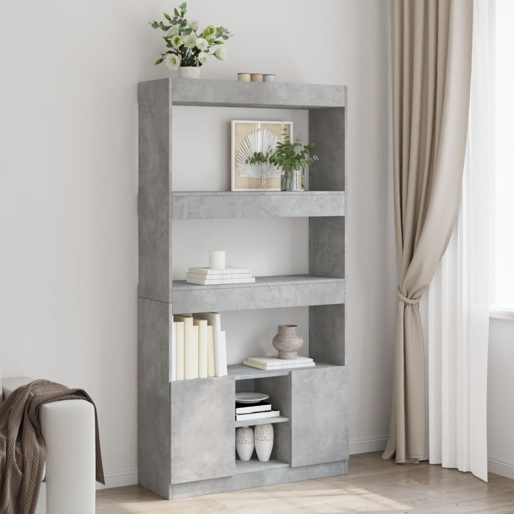betonszürke szerelt fa magasszekrény 92 x 33 x 180 cm