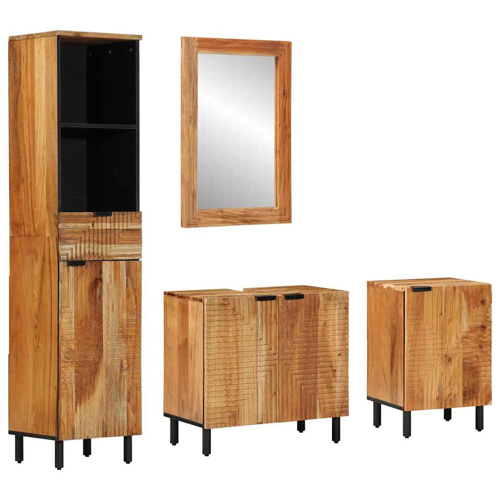 Fürdőszobai Szekrény Szett 4 db Természetes 38 x 33 x 160 cm