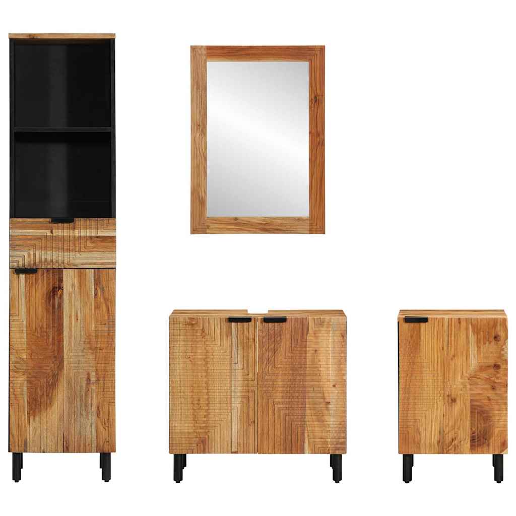 Fürdőszobai Szekrény Szett 4 db Természetes 38 x 33 x 160 cm