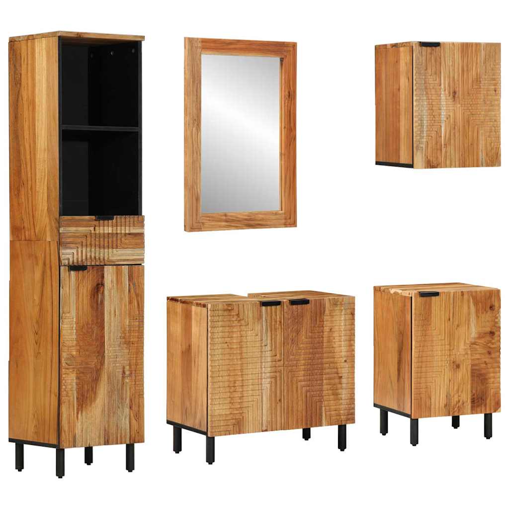 Fürdőszobai Szekrény Szett 5 db Természetes 38 x 33 x 160 cm