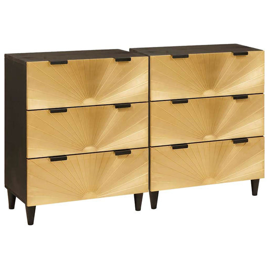 Tálalószekrény készlet 2 pcs Fekete és Brass 120 x 33 x 75 cm