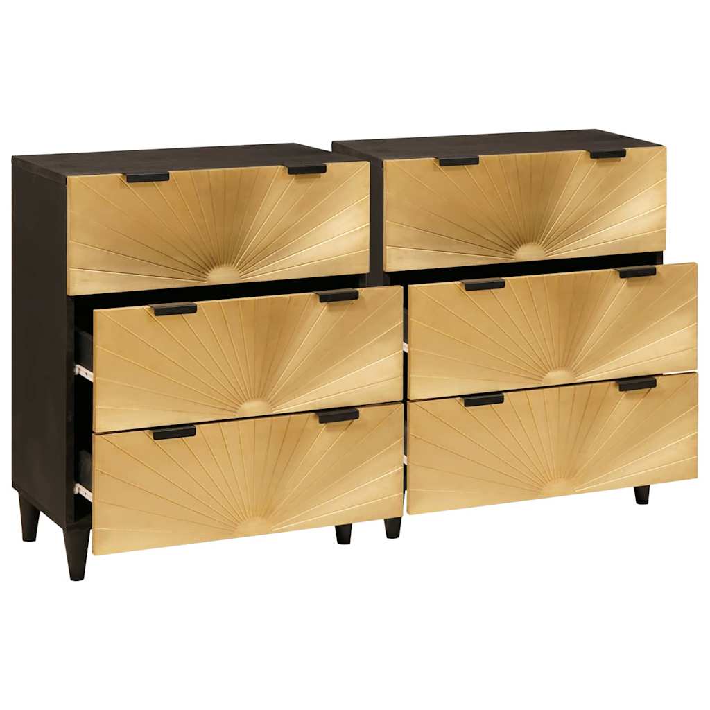 Tálalószekrény készlet 2 pcs Fekete és Brass 120 x 33 x 75 cm