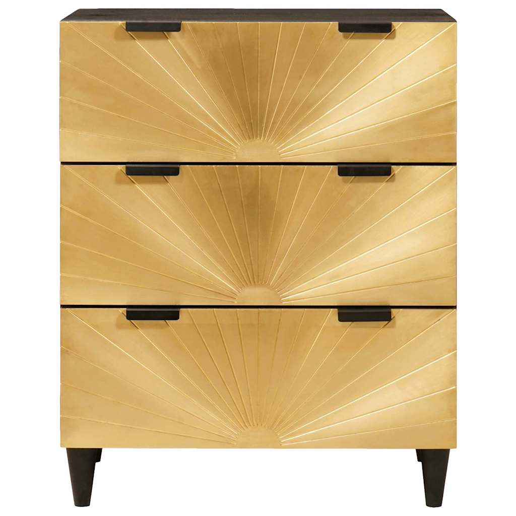 Tálalószekrény készlet 2 pcs Fekete és Brass 120 x 33 x 75 cm