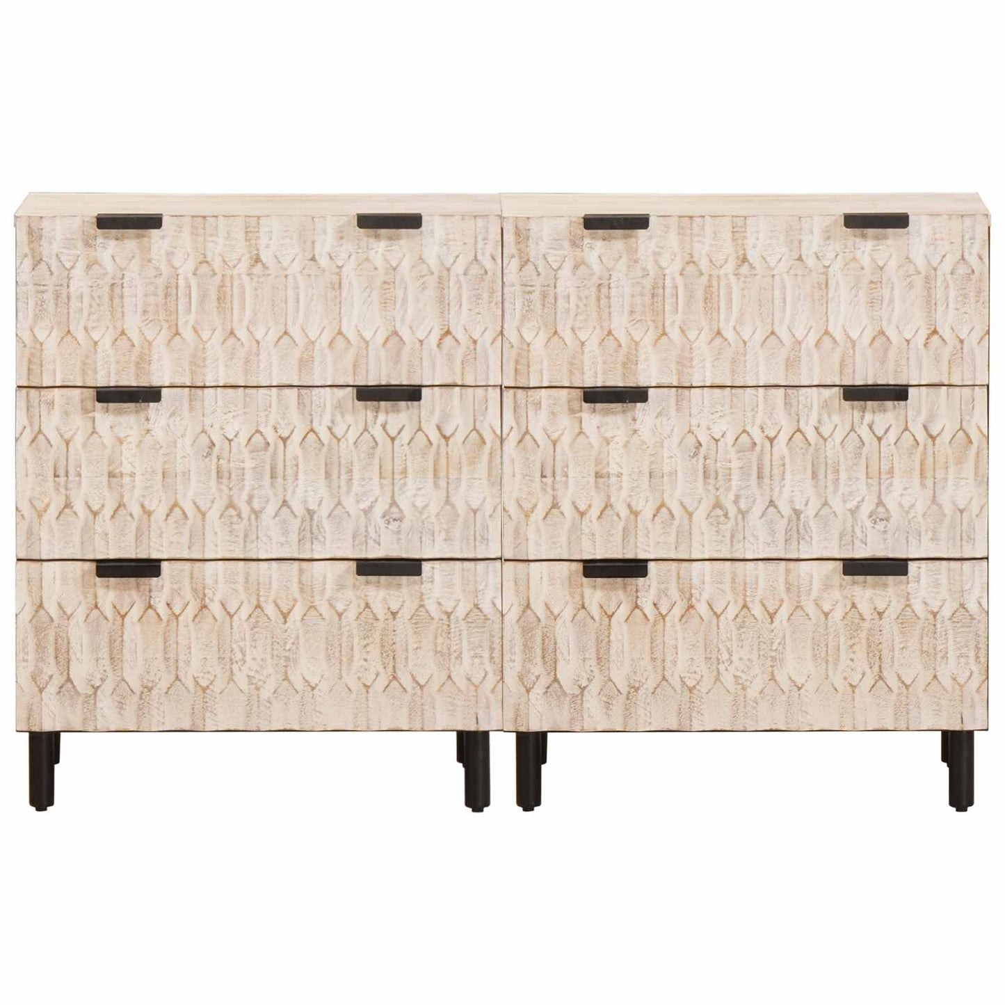 Széf 2 pcs Fehér mosott felület 60 x 33 x 75 cm Tömör Mangófát