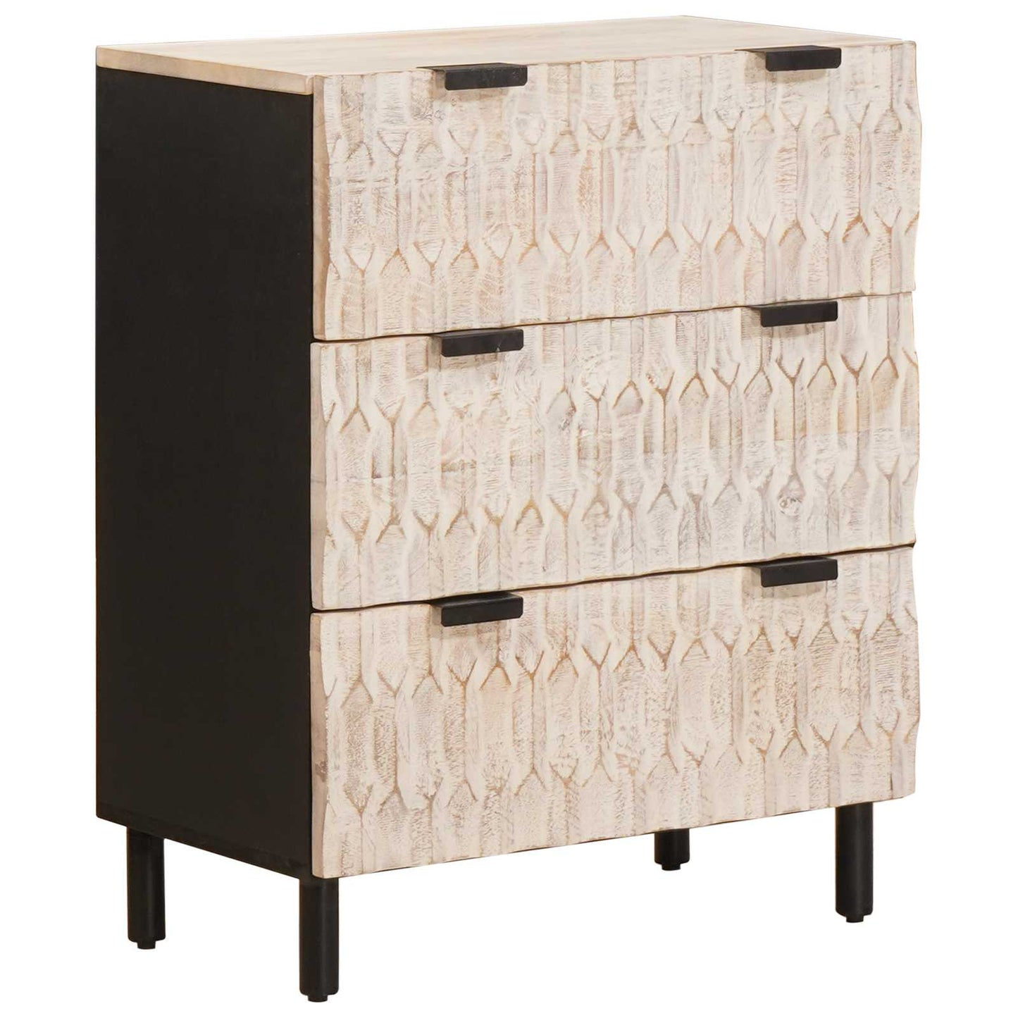 Széf 3 pcs Fehér mosott felület 180 x 33 x 75 cm Tömör Mangófát