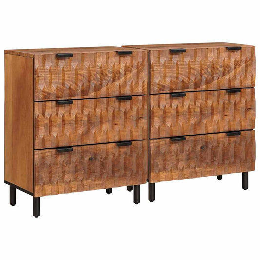 Széf 2 db 60 x 33 x 75 cm Tömör Mangófát Akácbarna felület