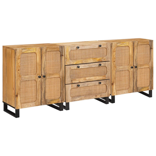 Széf 3 pcs Barna 180 x 33 x 75 cm Tömör Mangófát