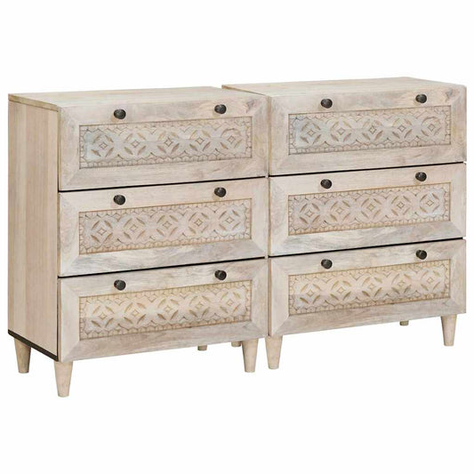Széf 2 pcs Fehér 120 x 33,5 x 75 cm tömör mangófa
