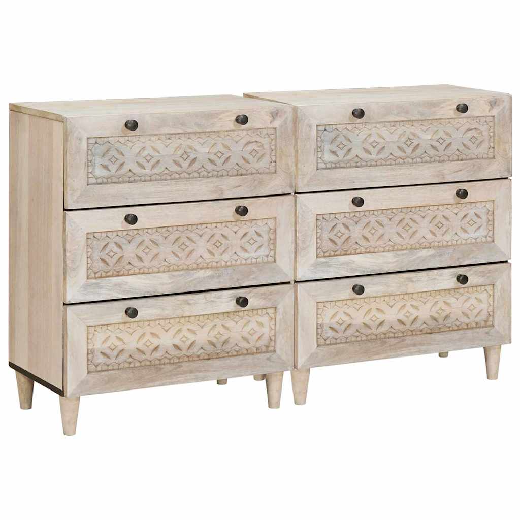 Széf 2 pcs Fehér 120 x 33,5 x 75 cm tömör mangófa
