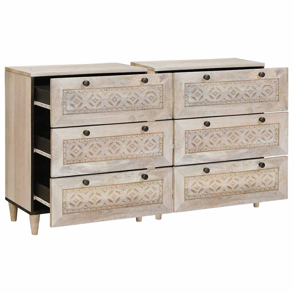 Széf 2 pcs Fehér 120 x 33,5 x 75 cm tömör mangófa