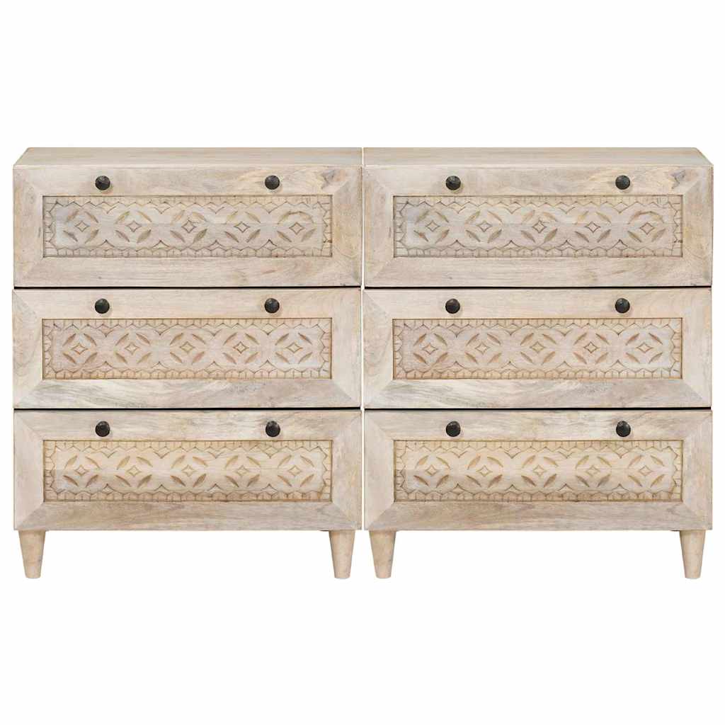 Széf 2 pcs Fehér 120 x 33,5 x 75 cm tömör mangófa