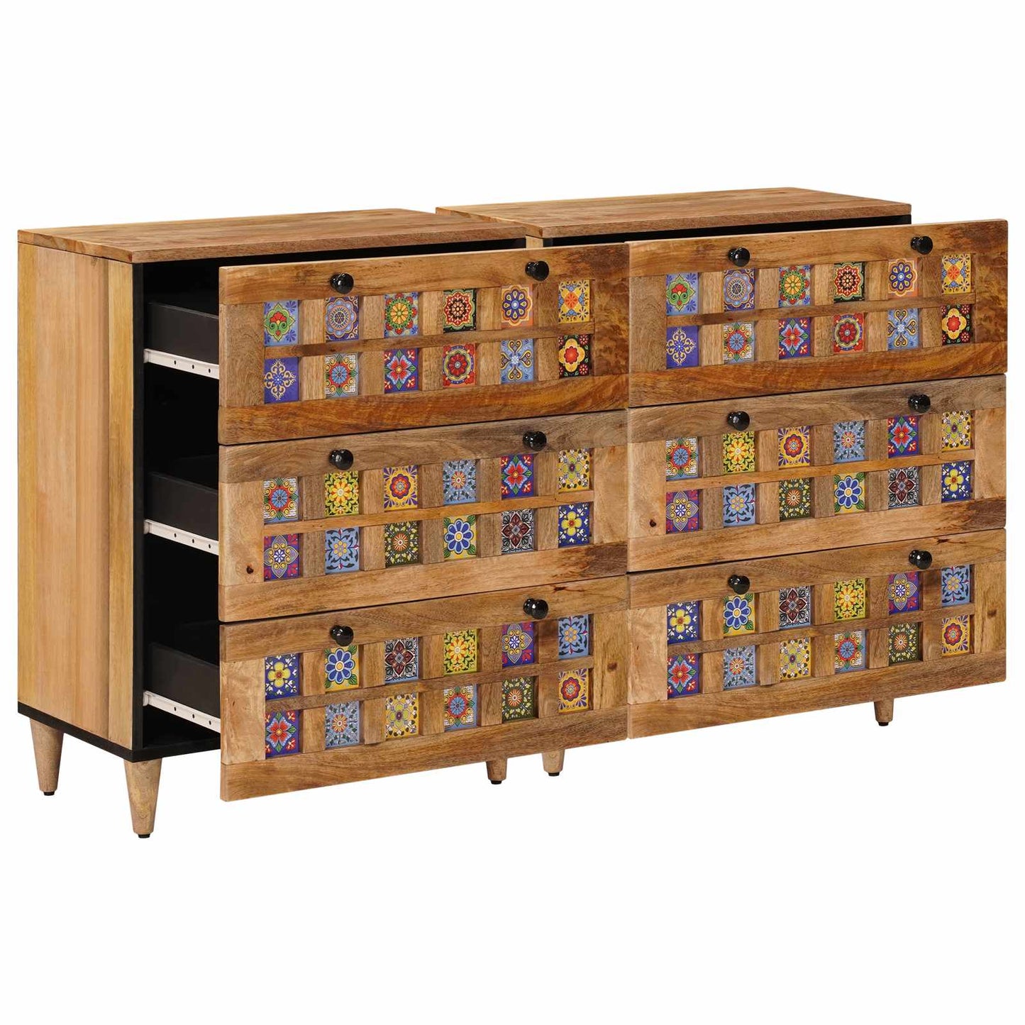 Széf 2 pcs Természetes 60 x 33 x 75 cm Tömör Mangófát