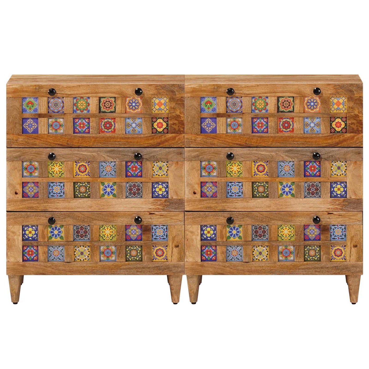 Széf 2 pcs Természetes 60 x 33 x 75 cm Tömör Mangófát