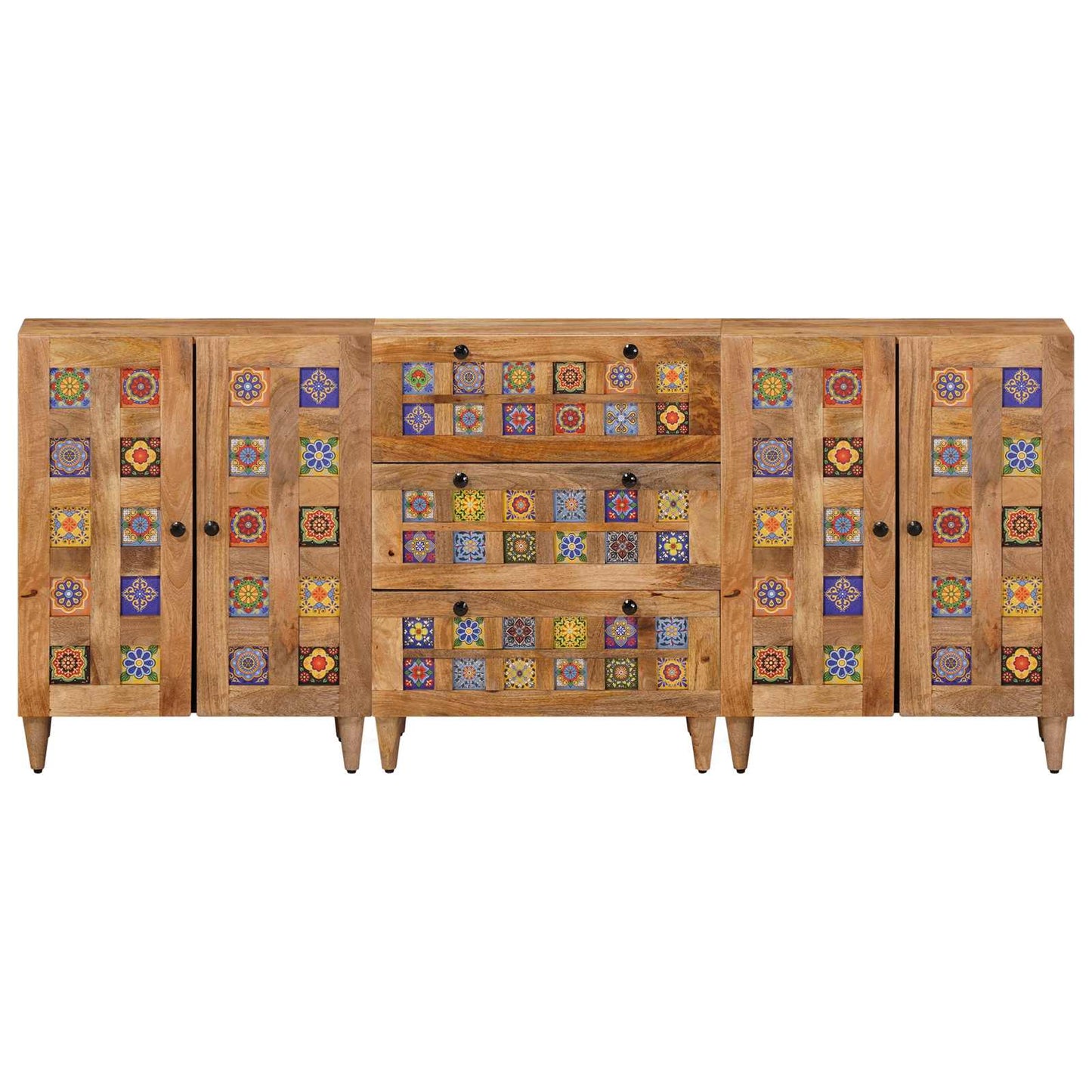 Széf 3 pcs Természetes 60 x 33,5 x 75 cm Tömör Mangófát