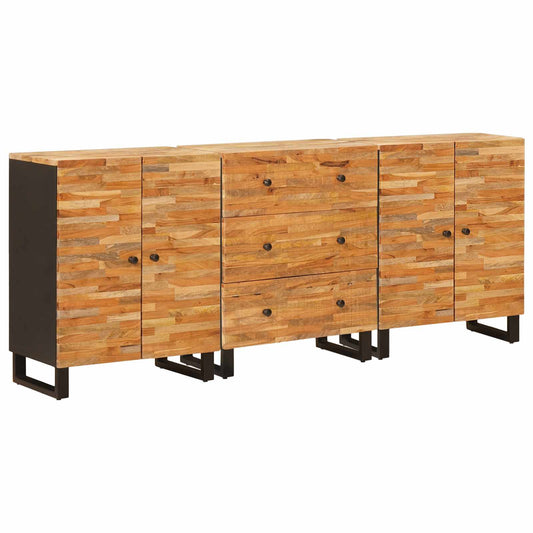 Széf 3 pcs Barna 60 x 33 x 75 cm Tömör Mangófát