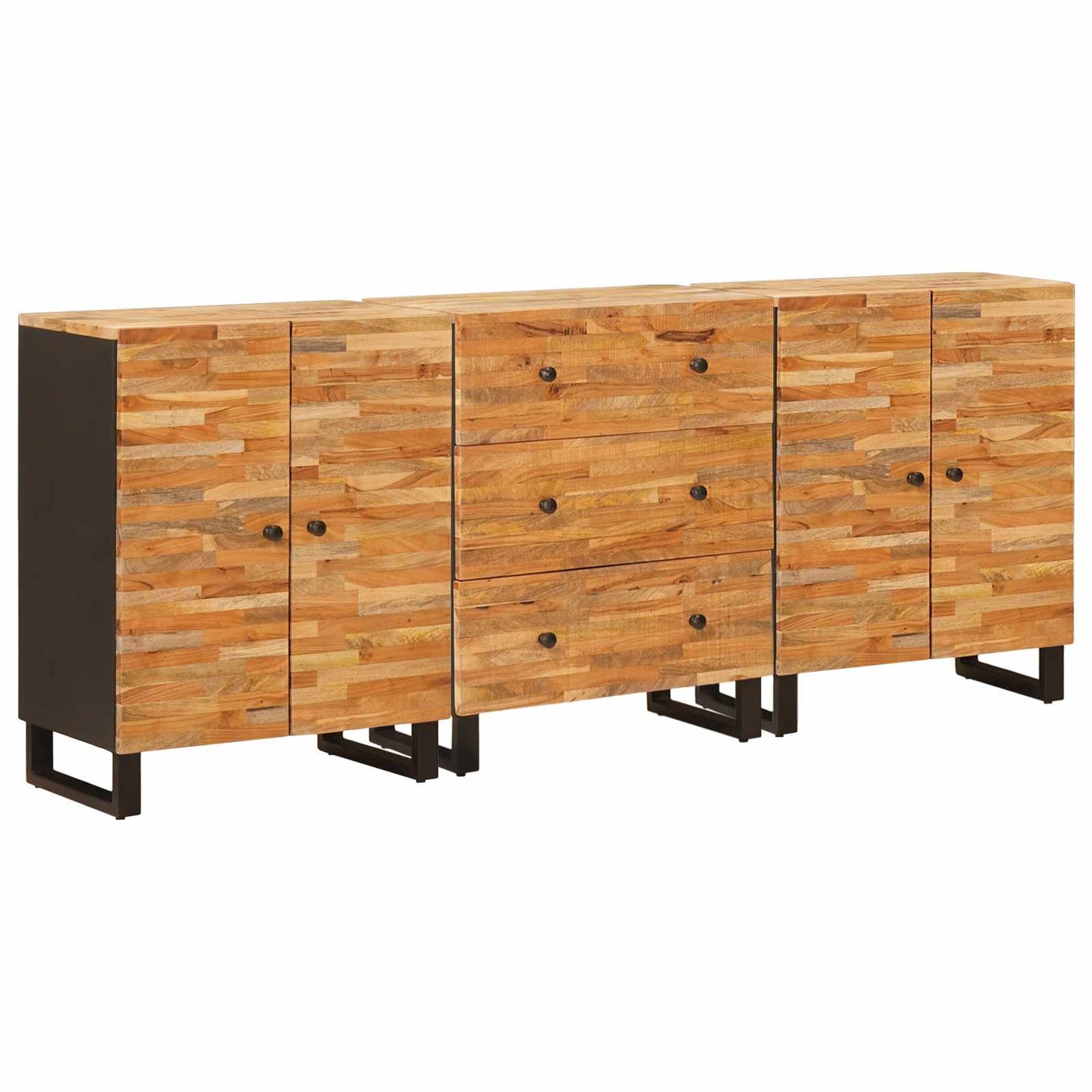 Széf 3 pcs Barna 60 x 33 x 75 cm Tömör Mangófát