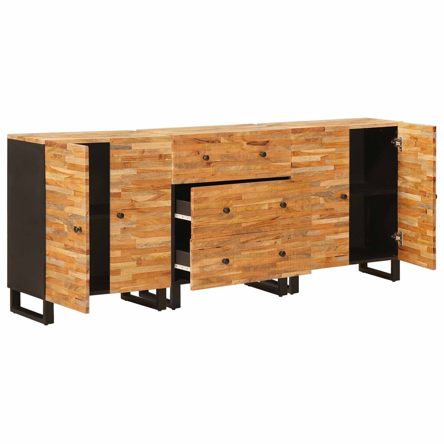 Széf 3 pcs Barna 60 x 33 x 75 cm Tömör Mangófát