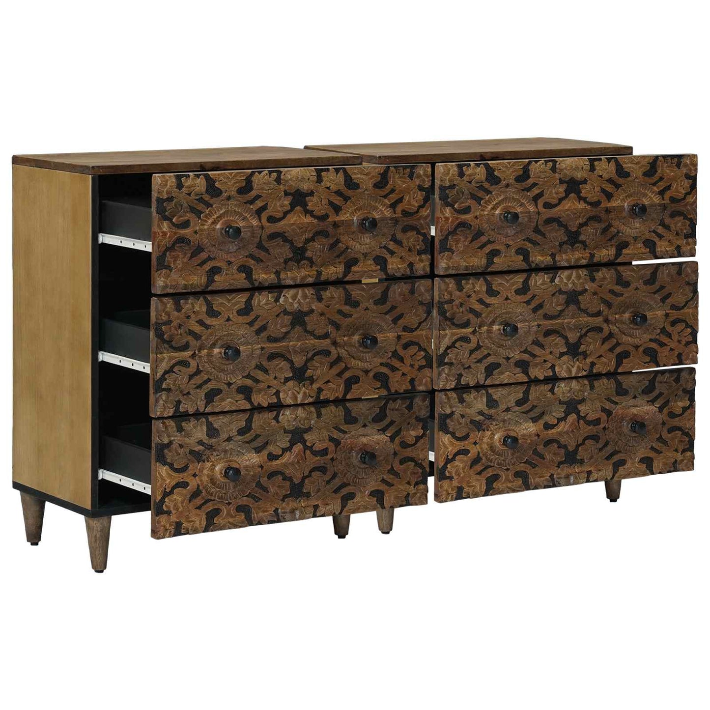 Széf 2 pcs Barna 60 x 33,5 x 75 cm Tömör Mangófát