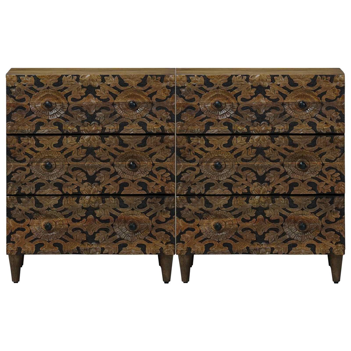 Széf 2 pcs Barna 60 x 33,5 x 75 cm Tömör Mangófát