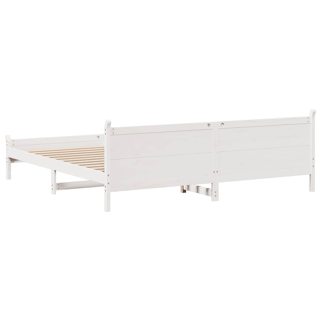 fehér tömör fenyőfa ágy matrac nélkül 200 x 200 cm