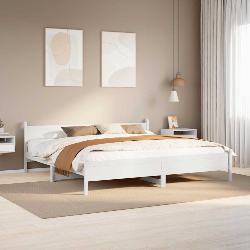 fehér tömör fenyőfa ágy matrac nélkül 200 x 200 cm
