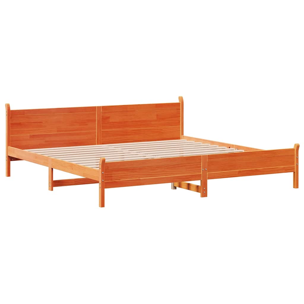 viaszbarna tömör fenyőfa ágy matrac nélkül 200 x 200 cm