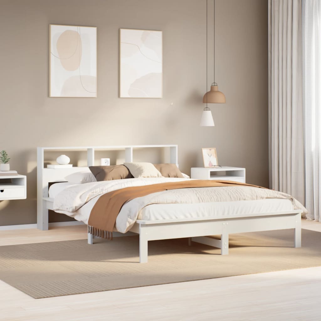 fehér tömör fenyőfa ágy matrac nélkül 150 x 200 cm