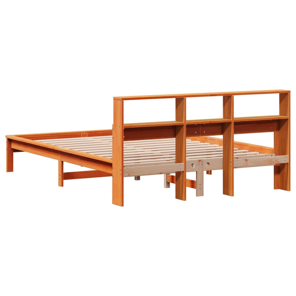 viaszbarna tömör fenyőfa ágy matrac nélkül 150 x 200 cm