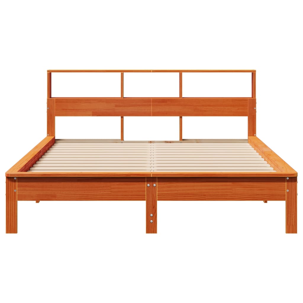 viaszbarna tömör fenyőfa ágy matrac nélkül 140 x 190 cm