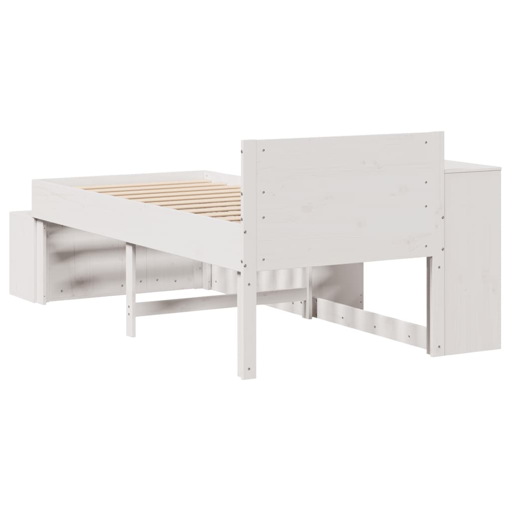 fehér tömör fenyőfa ágy matrac nélkül 75 x 190 cm