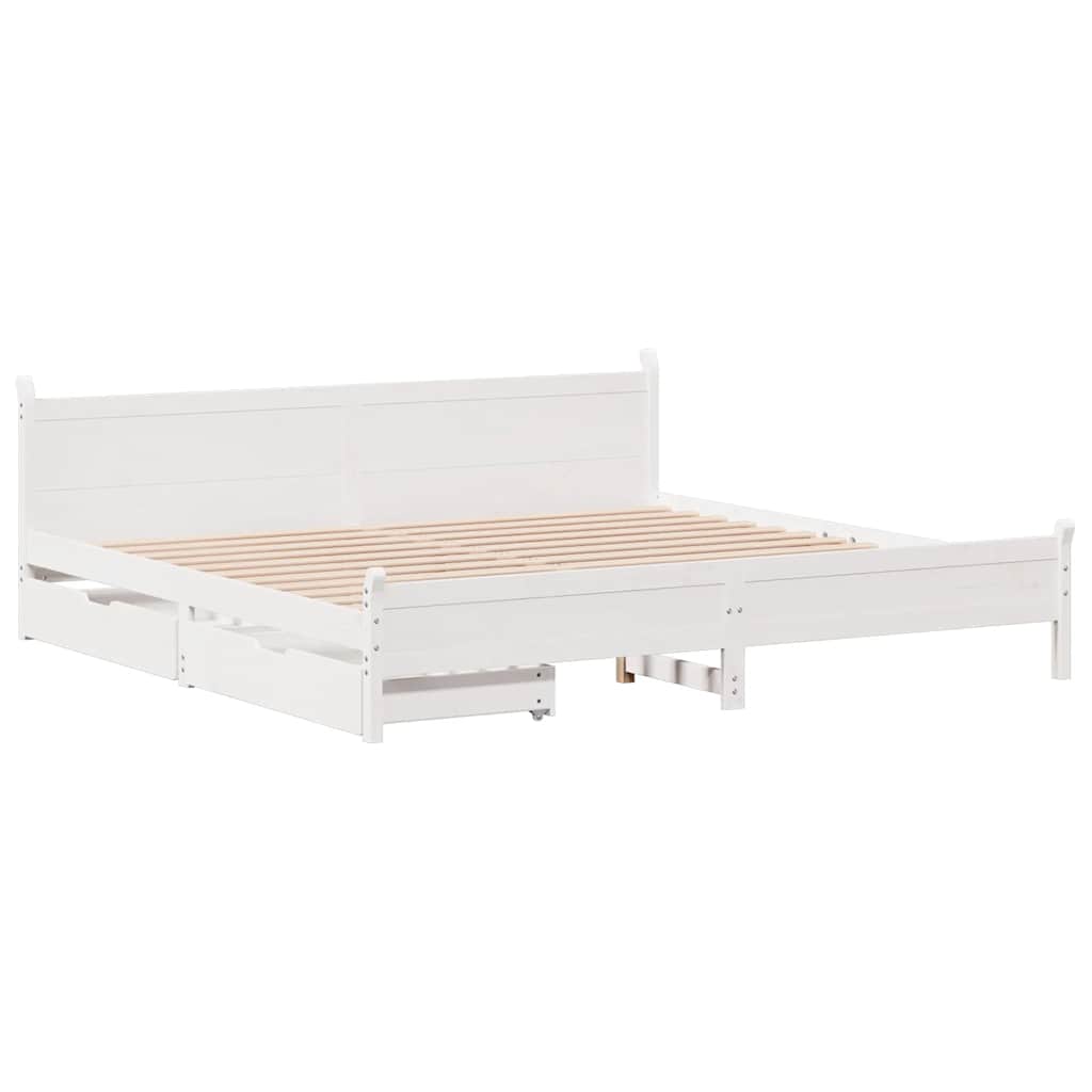 fehér tömör fenyőfa ágy matrac nélkül 200 x 200 cm