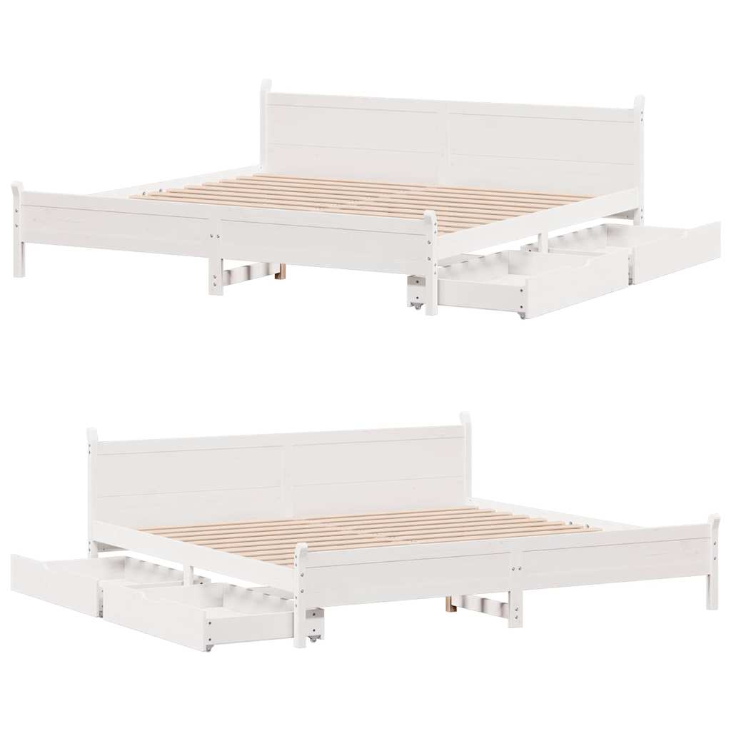 fehér tömör fenyőfa ágy matrac nélkül 200 x 200 cm