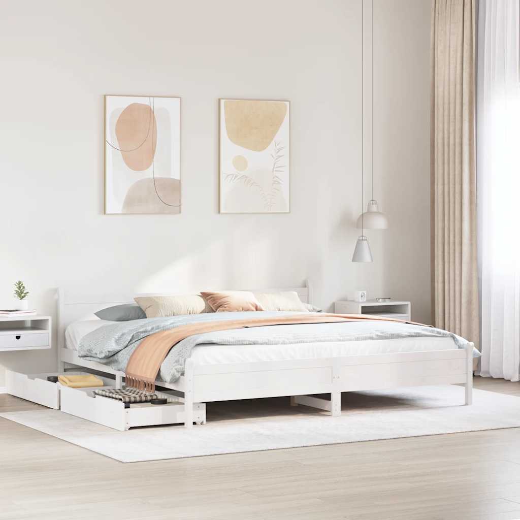 fehér tömör fenyőfa ágy matrac nélkül 200 x 200 cm