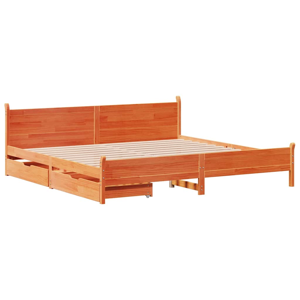 viaszbarna tömör fenyőfa ágy matrac nélkül 200 x 200 cm