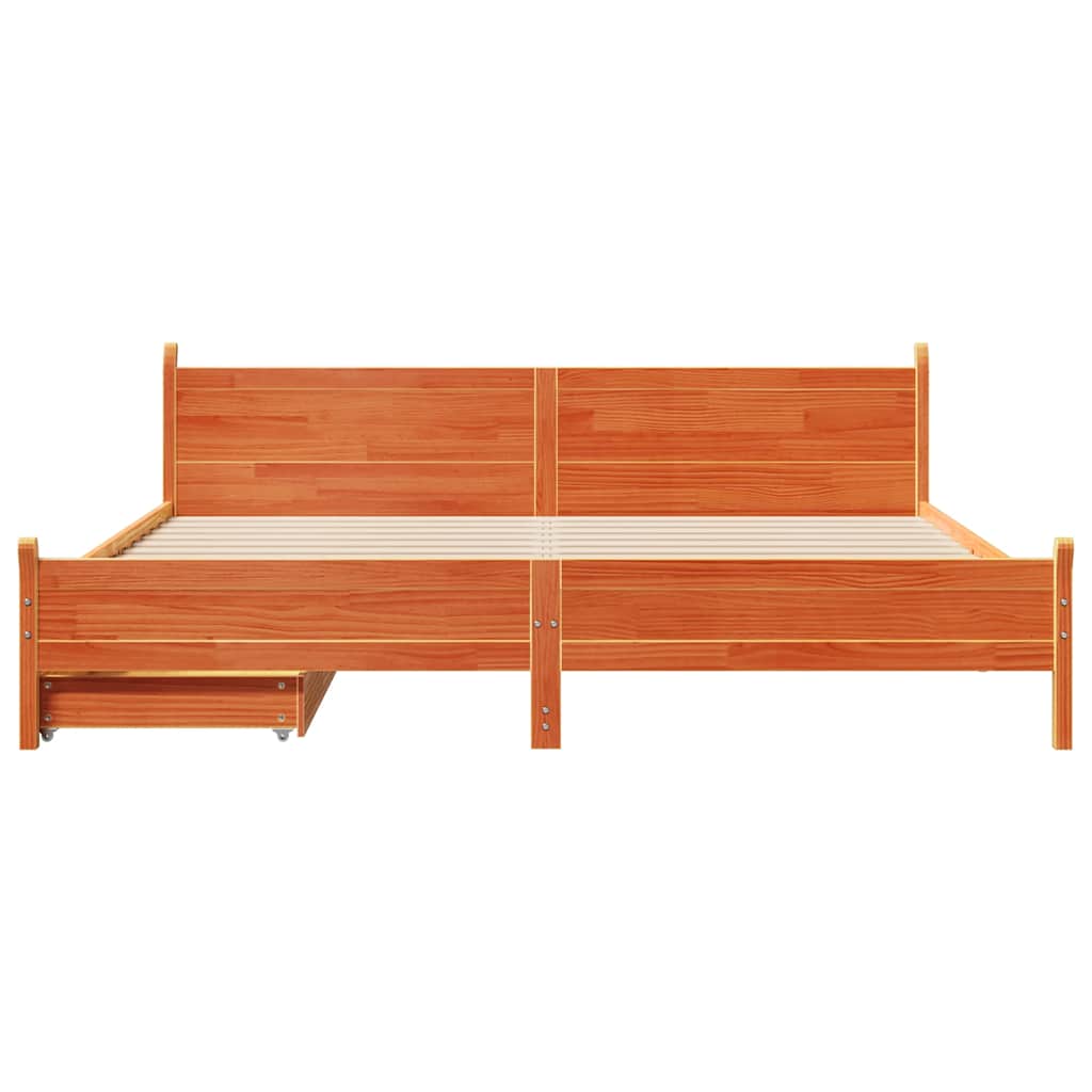 viaszbarna tömör fenyőfa ágy matrac nélkül 200 x 200 cm