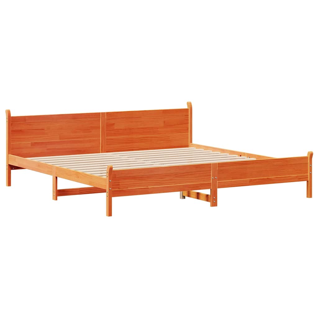 viaszbarna tömör fenyőfa ágy matrac nélkül 200 x 200 cm