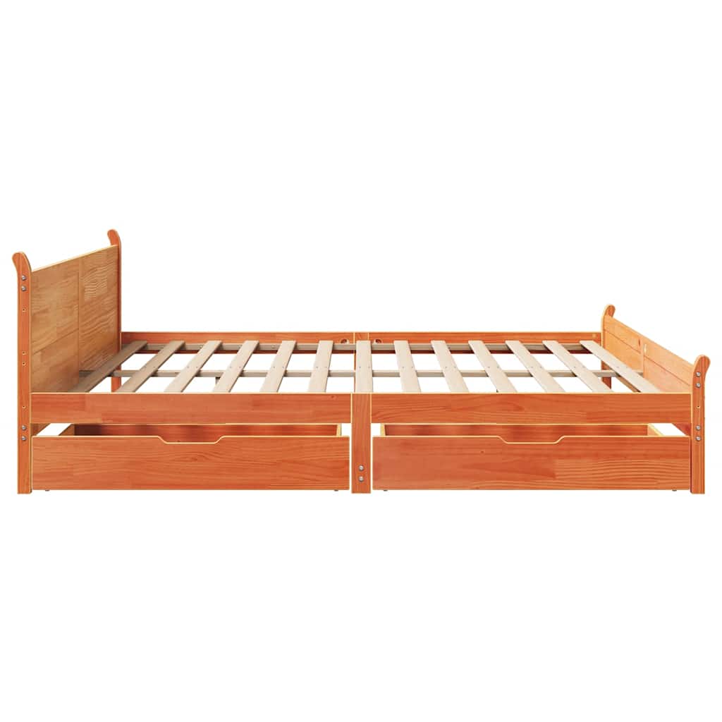 viaszbarna tömör fenyőfa ágy matrac nélkül 200 x 200 cm