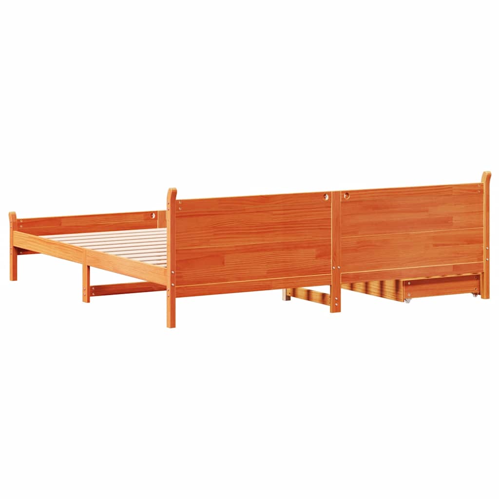 viaszbarna tömör fenyőfa ágy matrac nélkül 200 x 200 cm