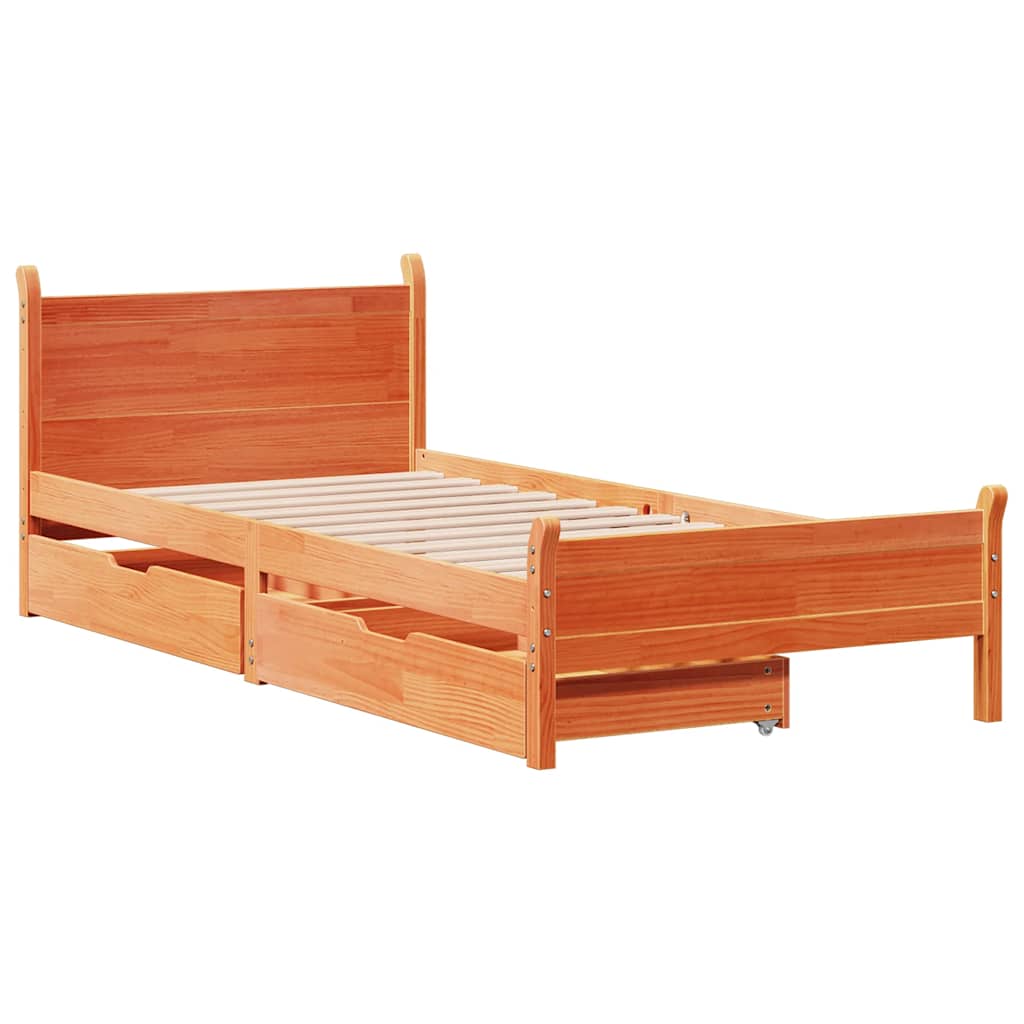 viaszbarna tömör fenyőfa ágy matrac nélkül 100 x 200 cm