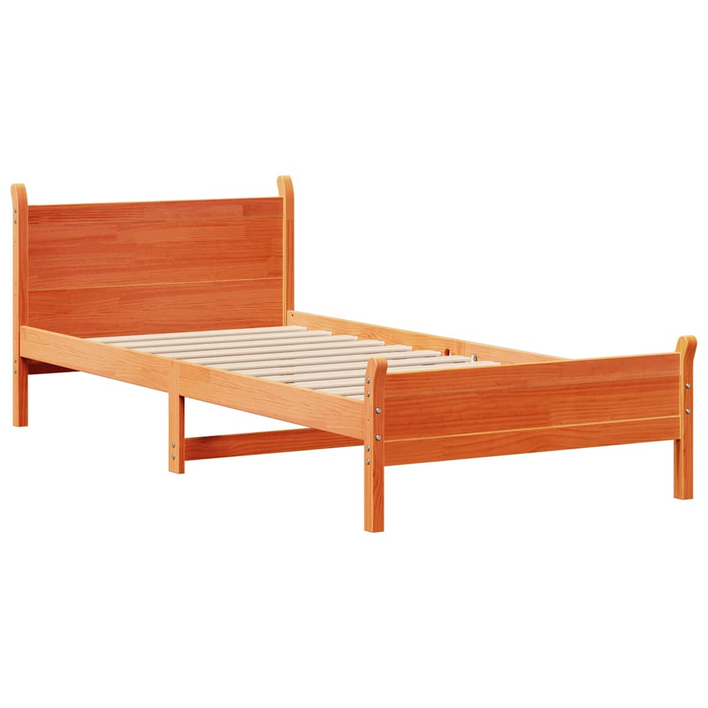 viaszbarna tömör fenyőfa ágy matrac nélkül 100 x 200 cm