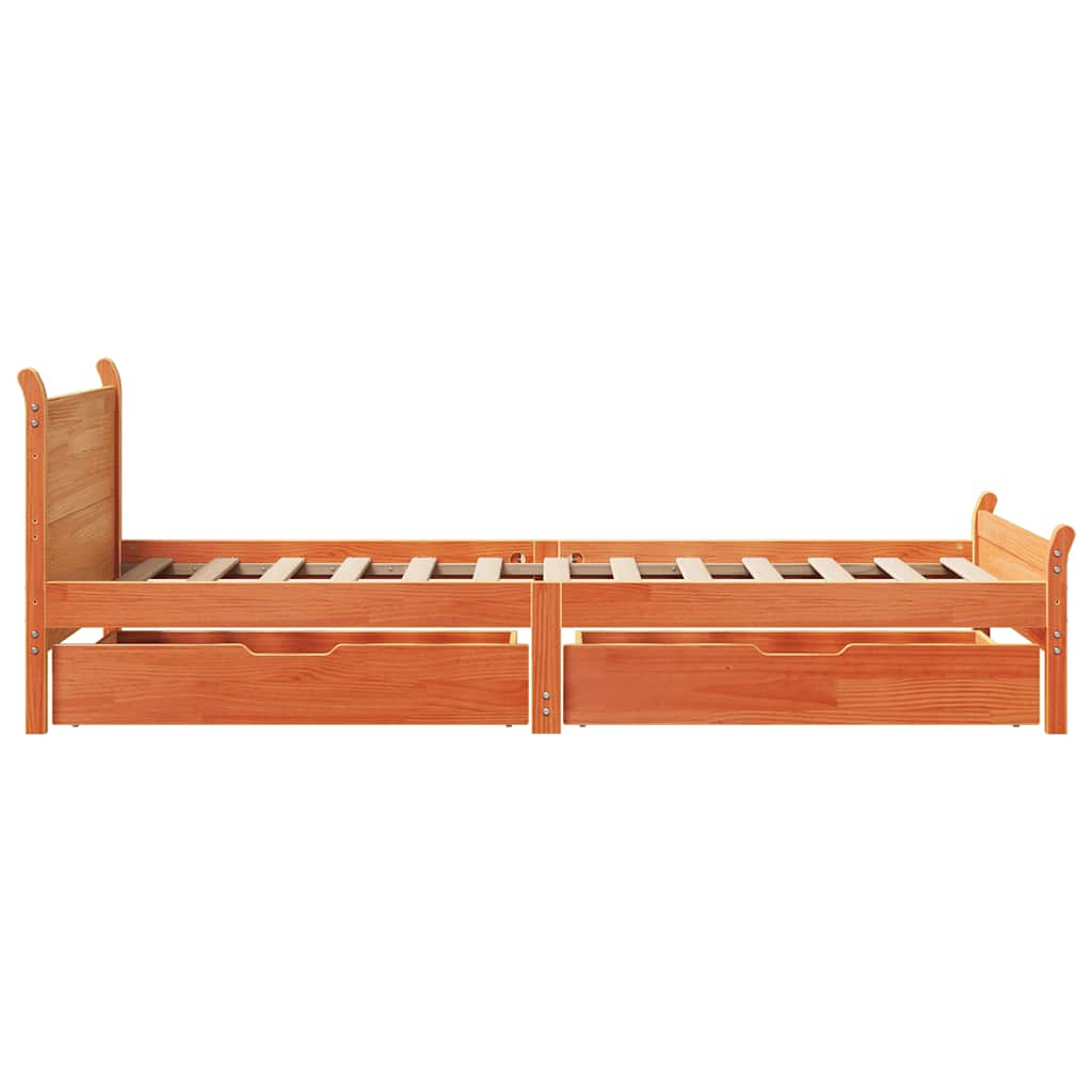 viaszbarna tömör fenyőfa ágy matrac nélkül 100 x 200 cm