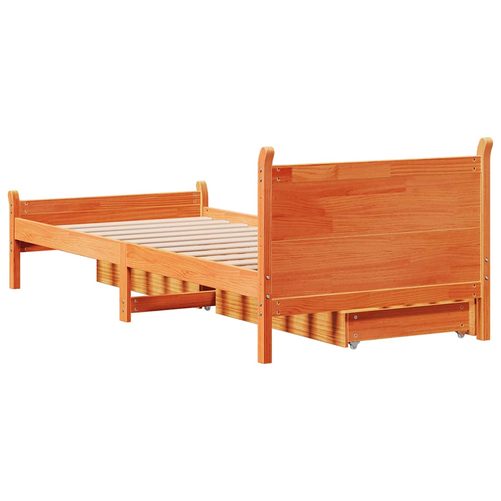 viaszbarna tömör fenyőfa ágy matrac nélkül 100 x 200 cm