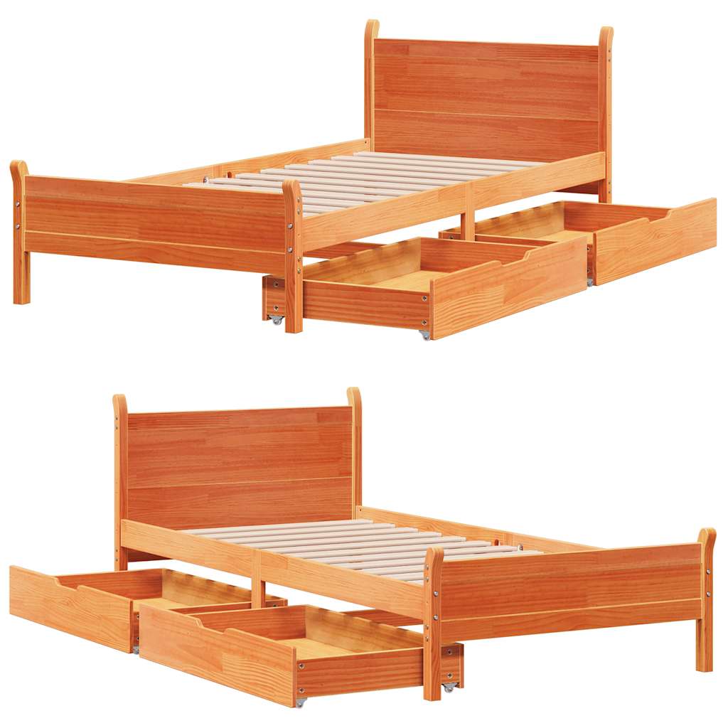 viaszbarna tömör fenyőfa ágy matrac nélkül 100 x 200 cm