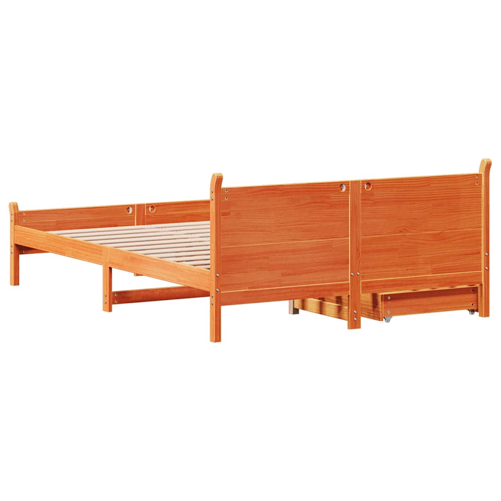 viaszbarna tömör fenyőfa ágy matrac nélkül 140 x 190 cm
