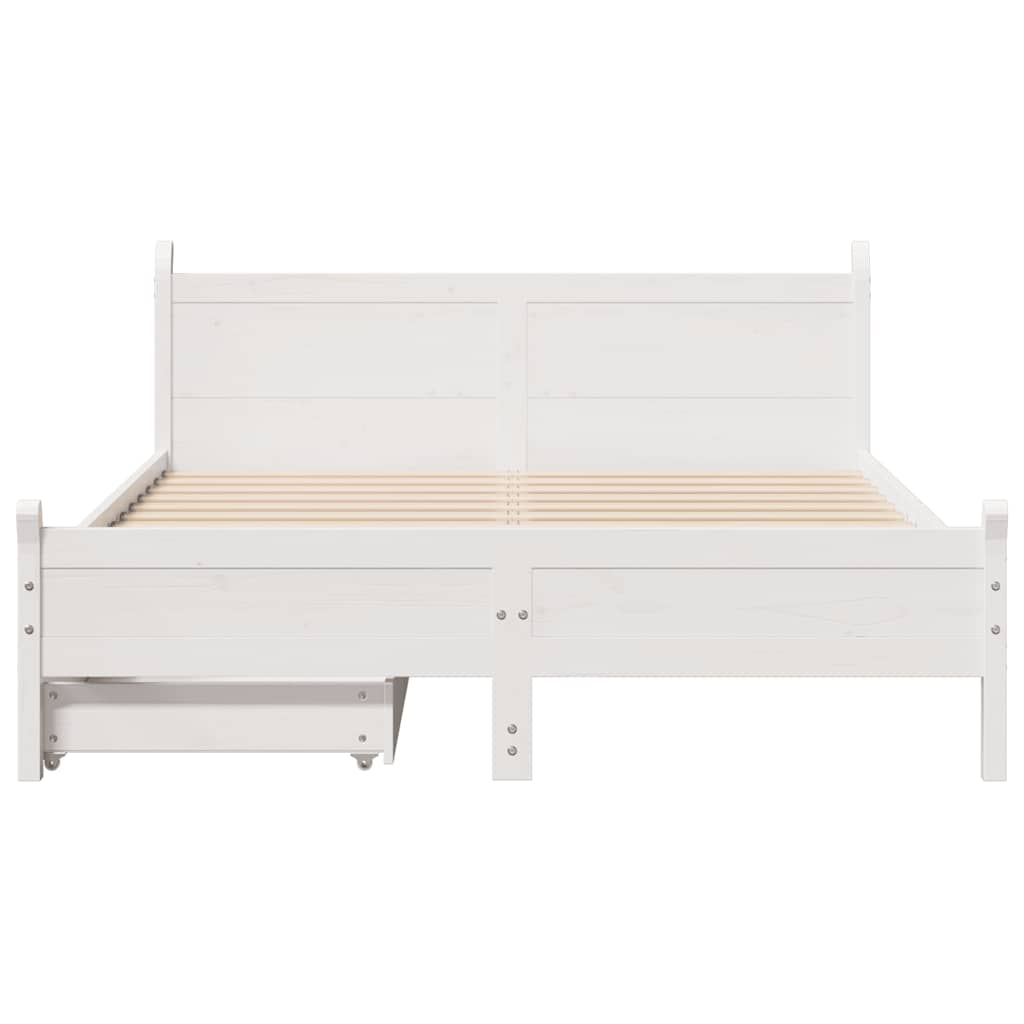 fehér tömör fenyőfa ágy matrac nélkül 135 x 190 cm