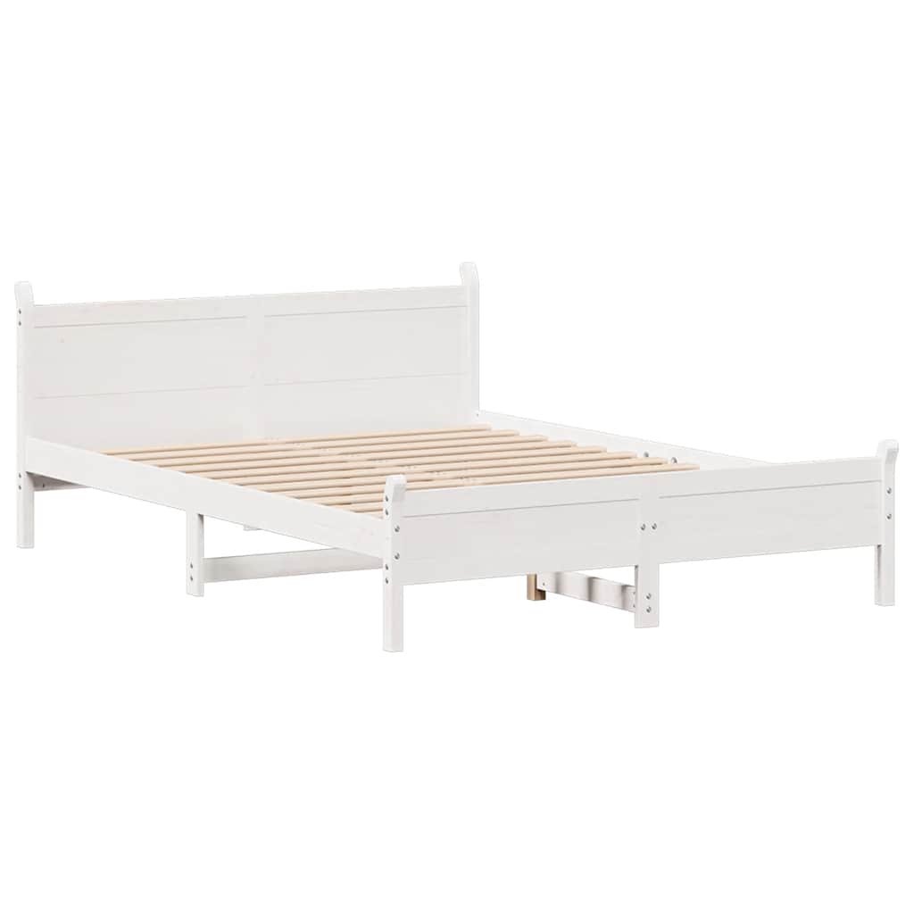 fehér tömör fenyőfa ágy matrac nélkül 135 x 190 cm