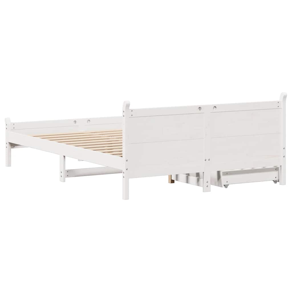 fehér tömör fenyőfa ágy matrac nélkül 135 x 190 cm